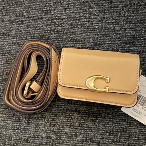 Coach 1941 Bandit Card Case Belt Bag in Brass/Tan Luxe Refined Calf Leather NWT - Picture 1 of 15